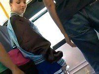 Cheerleader groped fucked bus