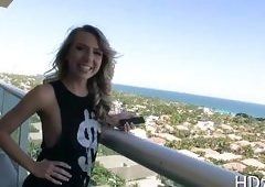 Wife fucks huge cock on balcony