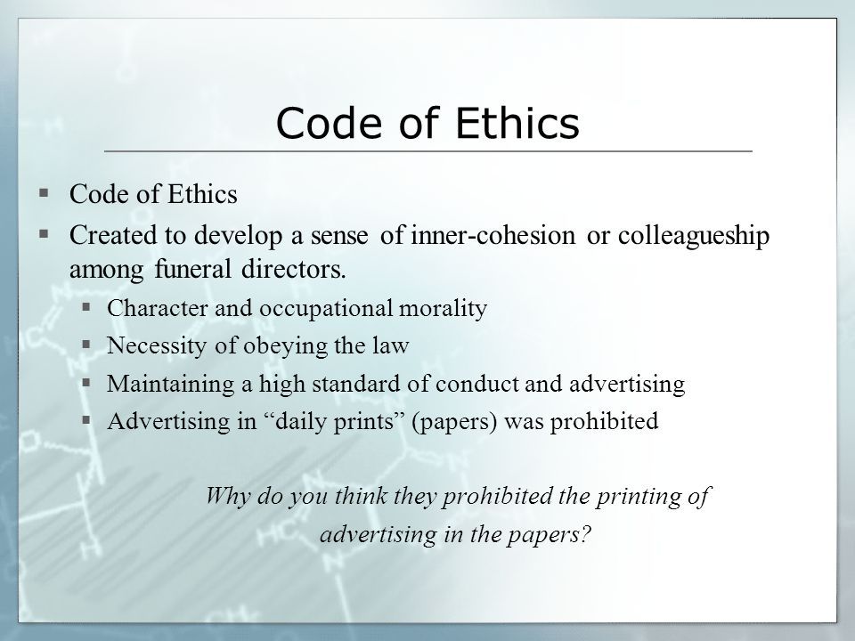 best of Ethics directors of funeral Code for