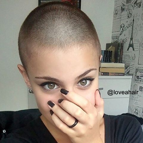 Bald shaved females