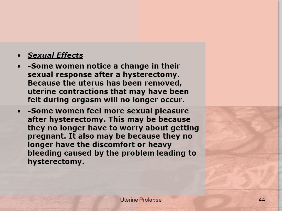 Sexual response after hysterectomy