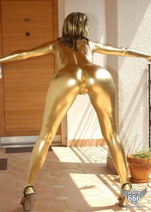 Gold body paint nude