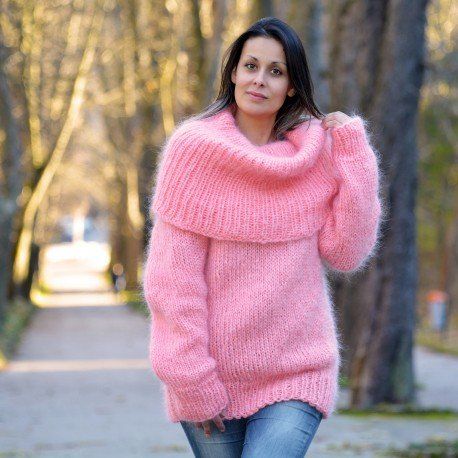 Angora fetish sweater woman